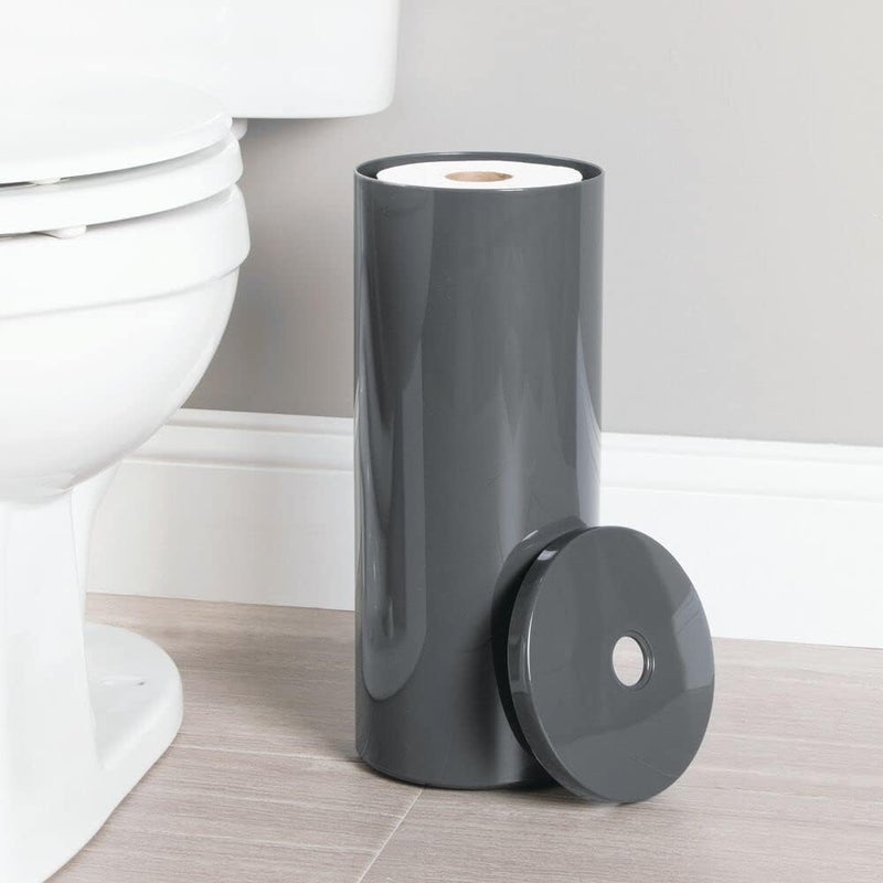 m-design 3-Roll Plastic Toilet Paper Organizer, Charcoal Gray - Aura Collection - Image 2